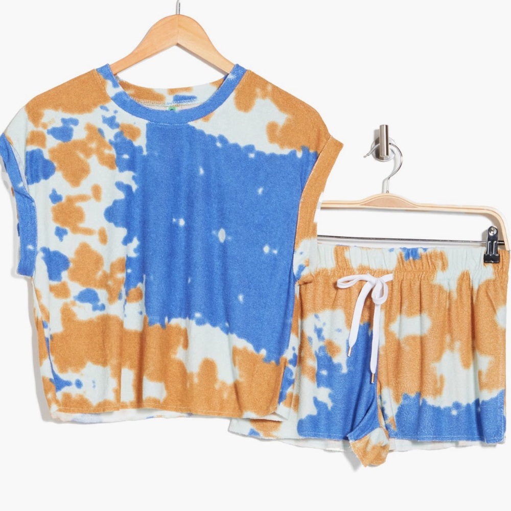 Honeydew Intimates Blue and Tan Pajama Shorts Set 🆕